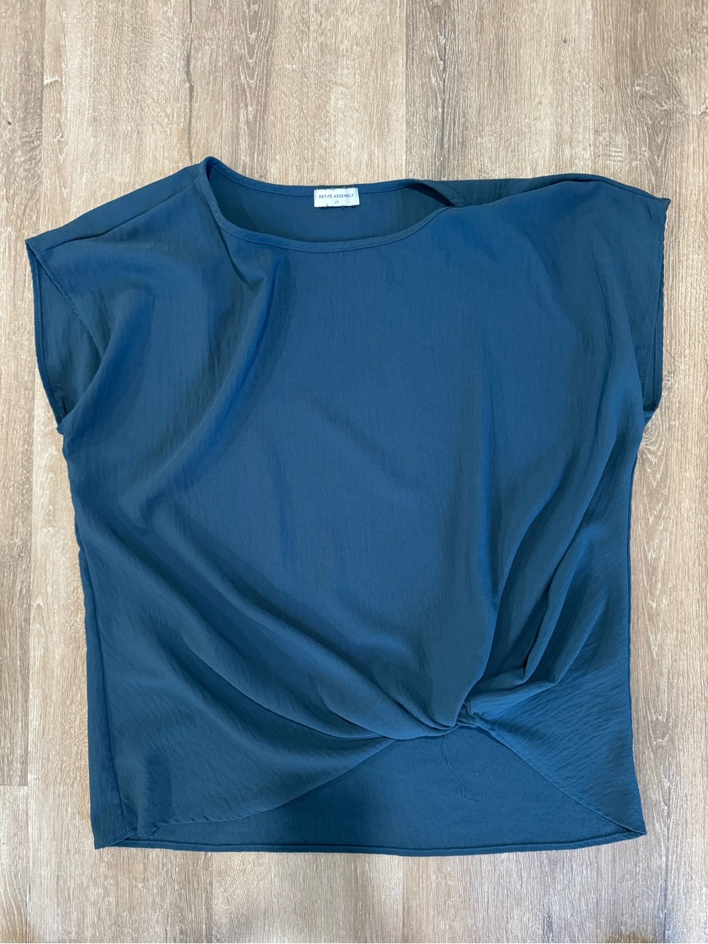 Petite Sophisticate Teal Twist-Front Blouse
